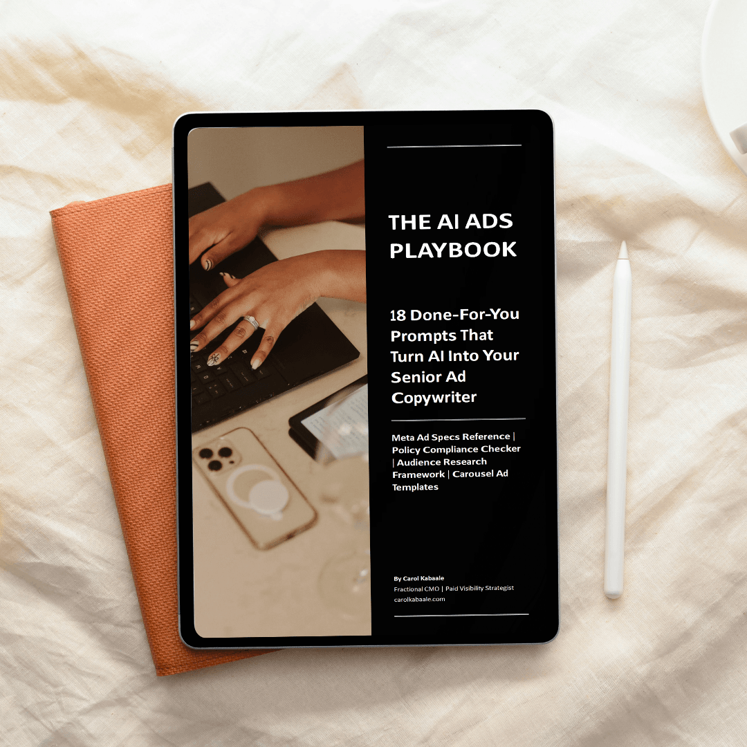 The AI Ads Playbook displayed on a tablet